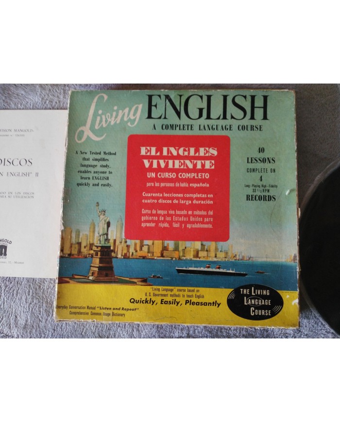 LIVING ENGLISH 40 LESSONS CURSO INGLES - 4 X LP 10" VINILO VINYL G+/VG 1957
