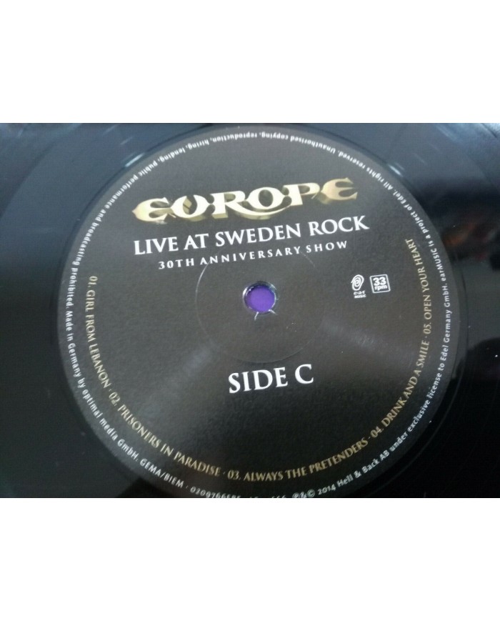 Europe Live at Sweeden Rock 30th Anniversary Show 2014 3x LP 12" Vinilo VG/VG Am