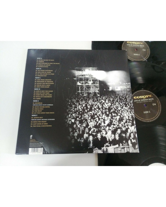 Europe Live at Sweeden Rock 30th Anniversary Show 2014 3x LP 12" Vinilo VG/VG Am