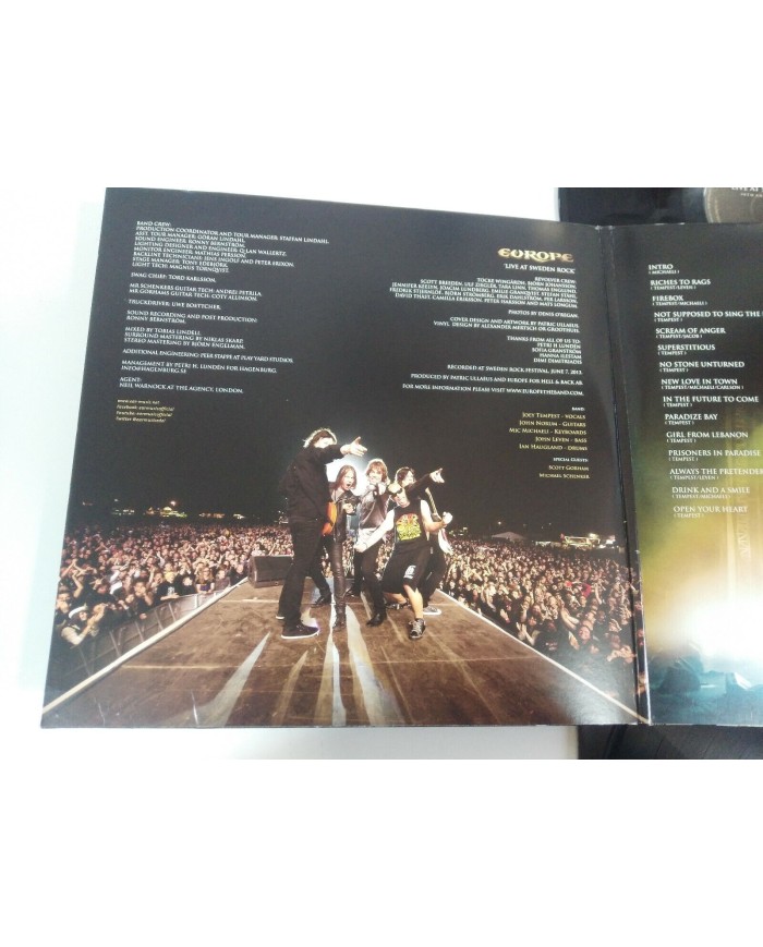 Europe Live at Sweeden Rock 30th Anniversary Show 2014 3x LP 12" Vinilo VG/VG Am