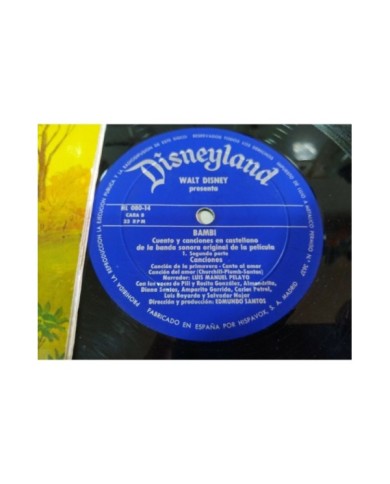 Bambi Walt disney Banda Sonora y Cuento Castellano 1970 LP Vinilo 12" G+/G+ 2T