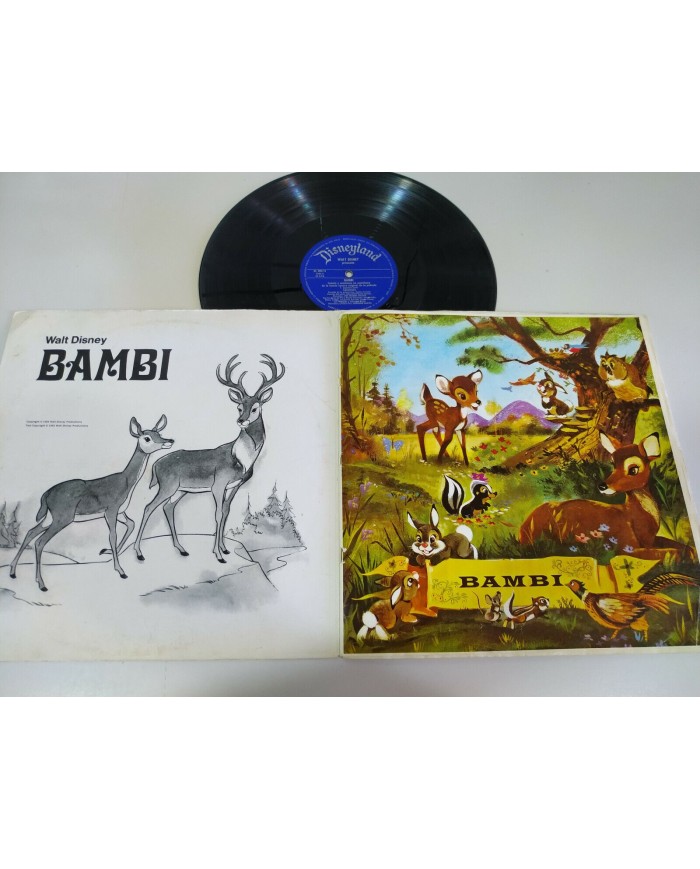 Bambi Walt disney Banda Sonora y Cuento Castellano 1970 LP Vinilo 12" G+/G+ 2T