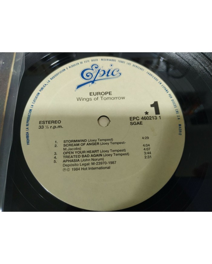 Europe Wings of Tomorrow 1984 Epic Spain Edition - LP Vinilo 12" VG/VG 3T