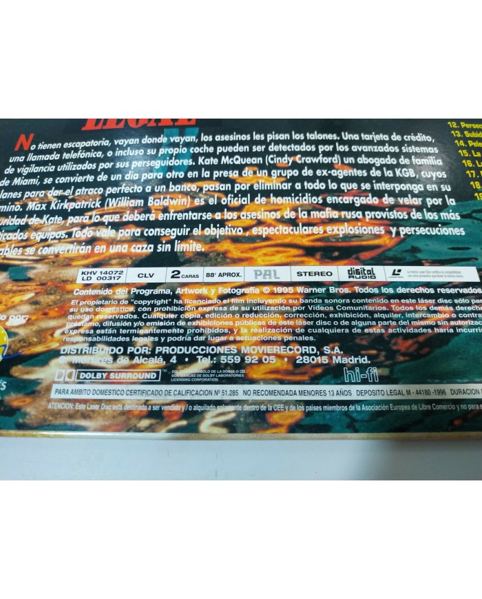 Caza Legal Cindy Crawford William Baldwin - Laserdisc LD ESPA?OL Caza Legal Cindy Crawford William Baldwin - Laserdisc LD ESPA?OL