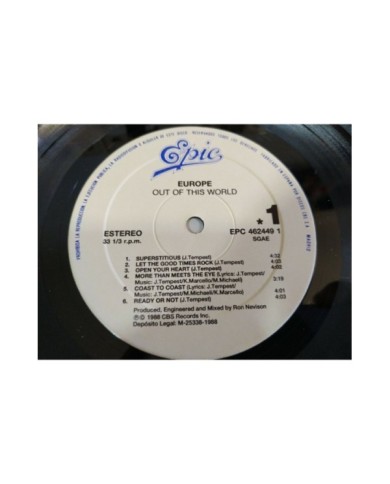 Europe Out of This World Spain Edition 1988 Epic LP Vinilo 12" VG/VG - 3T