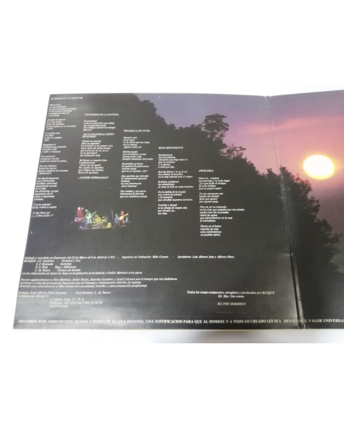 BLOQUE MUSICA PARA LA LIBERTAD LP VINILO VINYL 12" VG+/VG CHAPA GATEFOLD 1981 3T