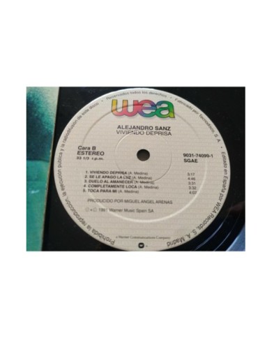 Alejandro Sanz Viviendo Deprisa Edic Espa?a 1991 - LP 12" Vinilo - VG/VG - 4T