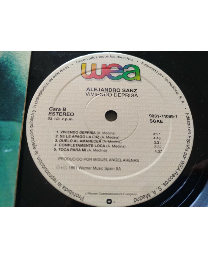 Alejandro Sanz Viviendo Deprisa Edic Espa?a 1991 - LP 12" Vinilo - VG/VG - 4T
