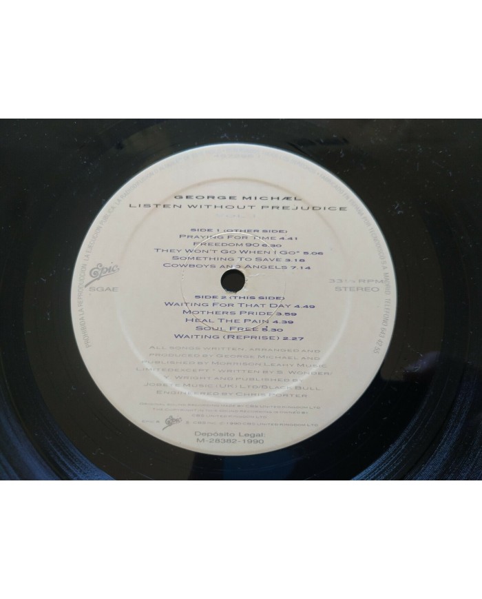 George Michael Listen Without Prejudice Epic 1990 - LP 12" Vinilo - VG/VG - 4T