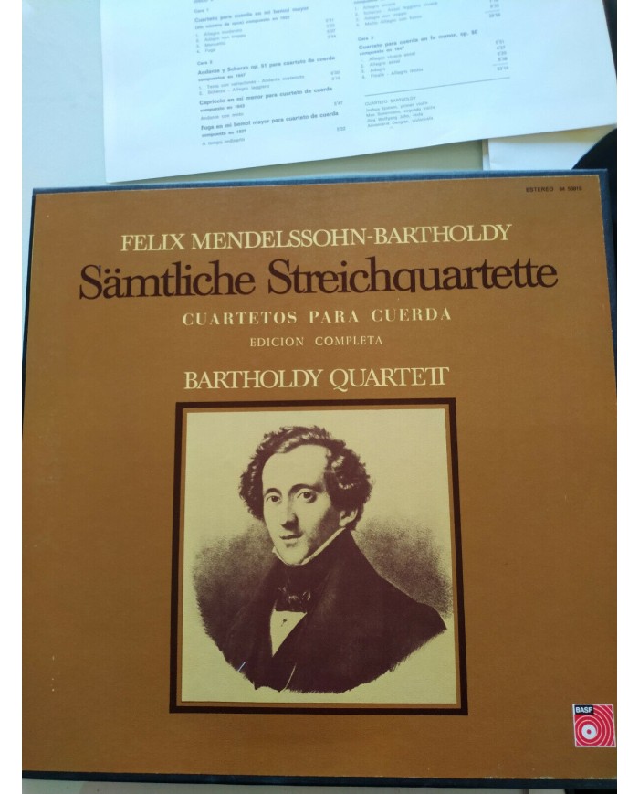 Mendelssohn Cuartetos Para Cuerda BASF 1974 Box 4x LP + Libreto 12" Vinilo VG/VG