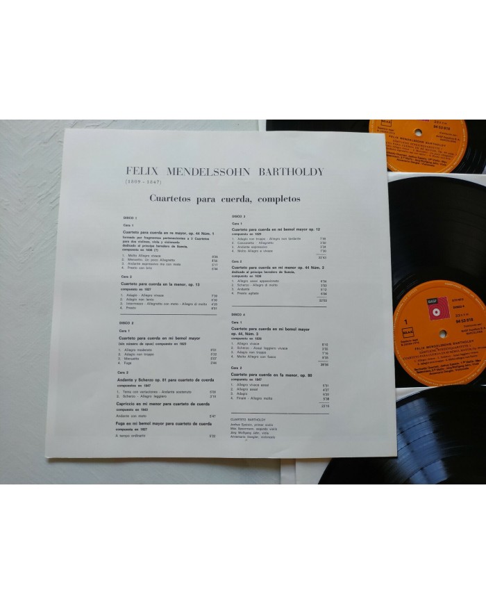 Mendelssohn Cuartetos Para Cuerda BASF 1974 Box 4x LP + Libreto 12" Vinilo VG/VG