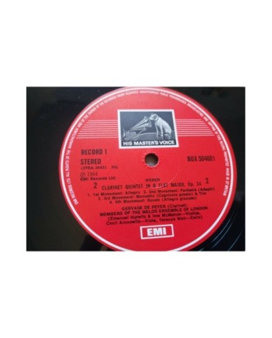 Gervase De Peyer Mozart Brahms Weber 1965 EMI Box 4 x LP 12" Vinilo VG/VG