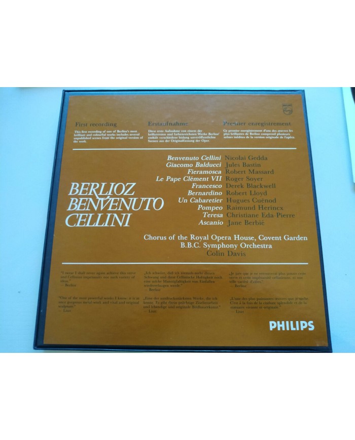 Berlioz Cellini Colin Davis 1972 Philips Box 4 x LP + Libreto 12" Vinilo VG/VG
