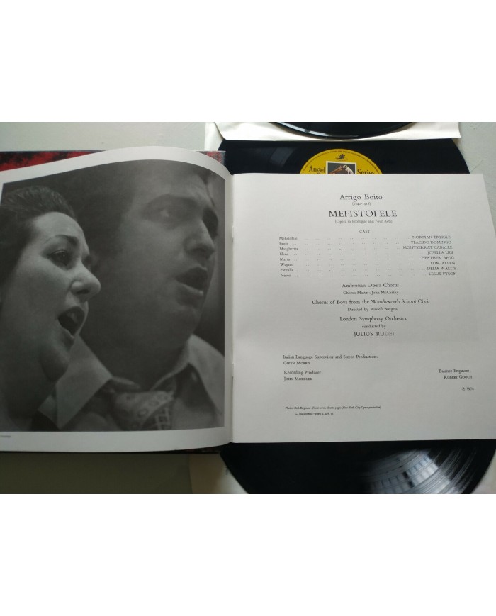 Boito Mefistofele Rudel Domingo Caballe Box 3 x LP + Libreto 12" Vinilo VG/VG 3T