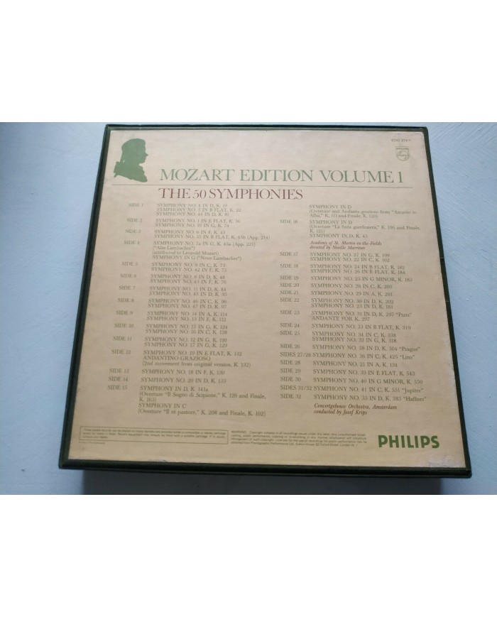 Mozart The 50 Symphonies 1978 Philips Box 16 x LP + Libreto 12" Vinilo VG/VG