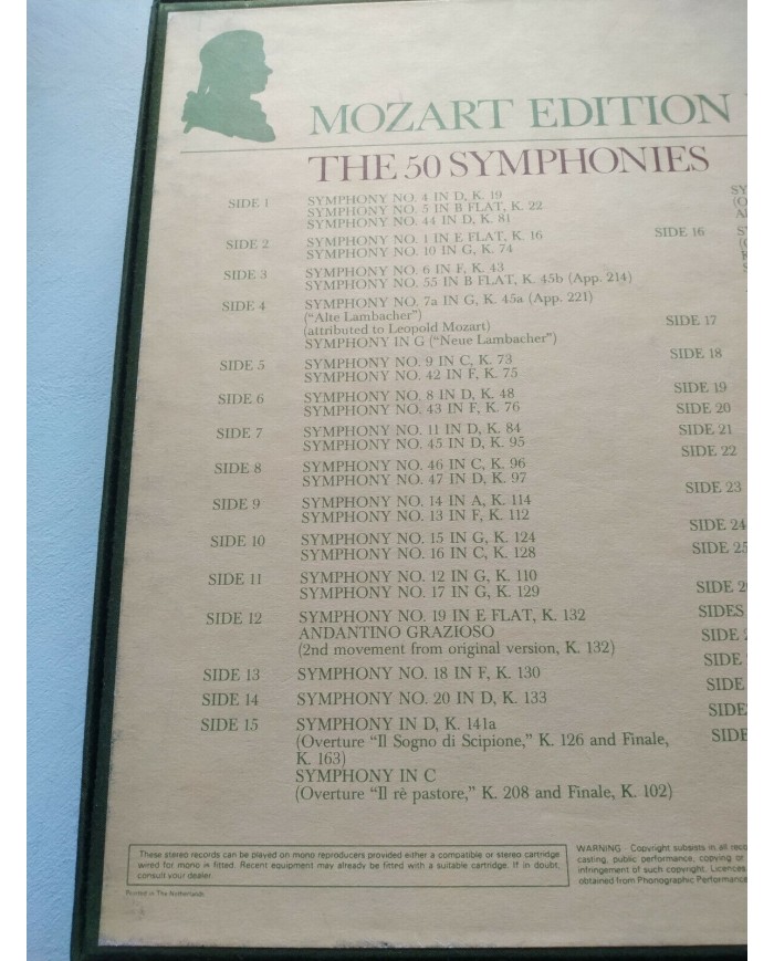 Mozart The 50 Symphonies 1978 Philips Box 16 x LP + Libreto 12" Vinilo VG/VG