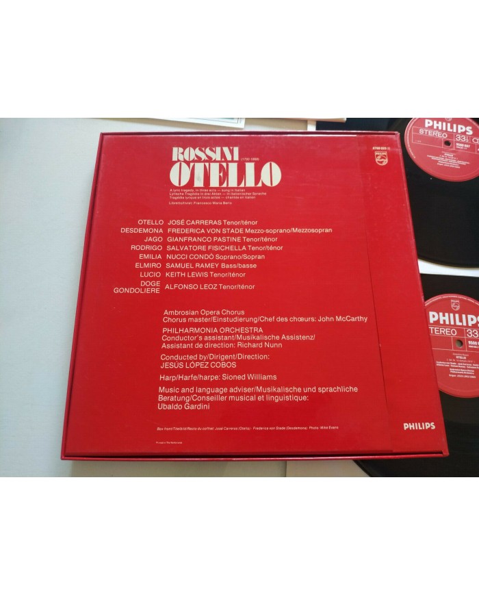 Rossini Otello Carreras Von Stade 1979 Box 3 x LP + Libreto 12" Vinilo VG/VG Am