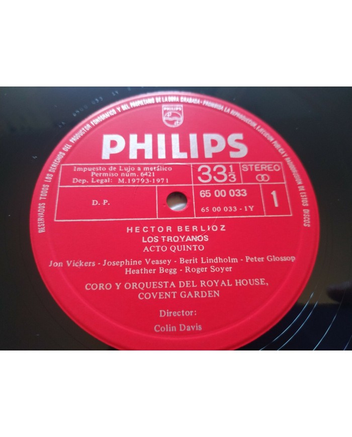 Berlioz Les Troyens Colin Davis 1971 Box 5 x LP + Libreto 12" Vinilo VG/VG Am