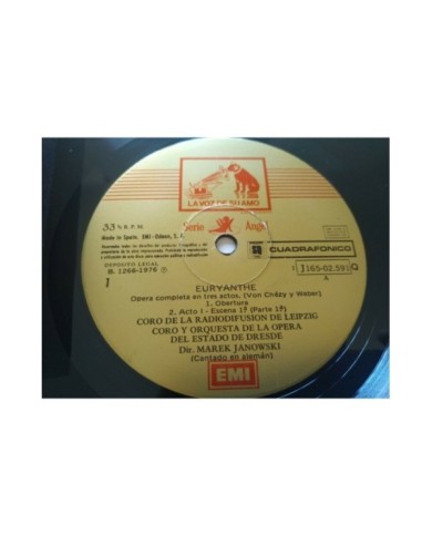 Weber Euryanthe Gedda Janowski 1976 EMI Box 4 x LP + Libreto 12" Vinilo VG/VG