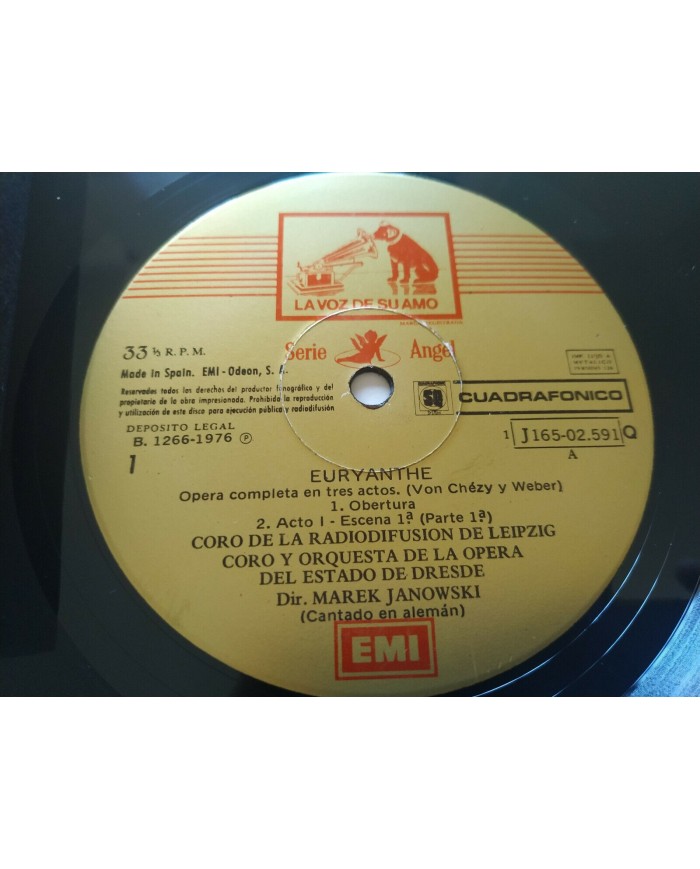 Weber Euryanthe Gedda Janowski 1976 EMI Box 4 x LP + Libreto 12" Vinilo VG/VG