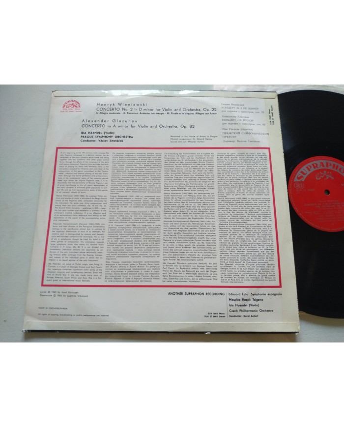 Wieniawski Glazunov Violin Concerto Ida Haendel Smetacek LP 12" Vinilo VG/VG Am