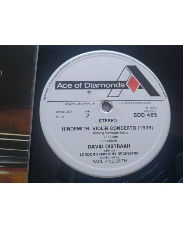 David Oistrakh Bruch Hindemith Horenstein 1963 DECCA SDD 465 LP 12" Vinilo VG/VG