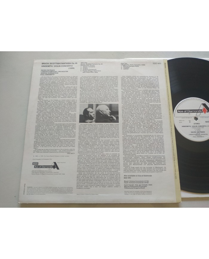 David Oistrakh Bruch Hindemith Horenstein 1963 DECCA SDD 465 LP 12" Vinilo VG/VG