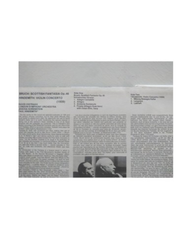 David Oistrakh Bruch Hindemith Horenstein 1963 DECCA SDD 465 LP 12" Vinilo VG/VG