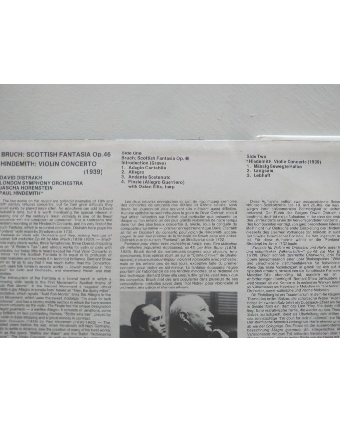 David Oistrakh Bruch Hindemith Horenstein 1963 DECCA SDD 465 LP 12" Vinilo VG/VG
