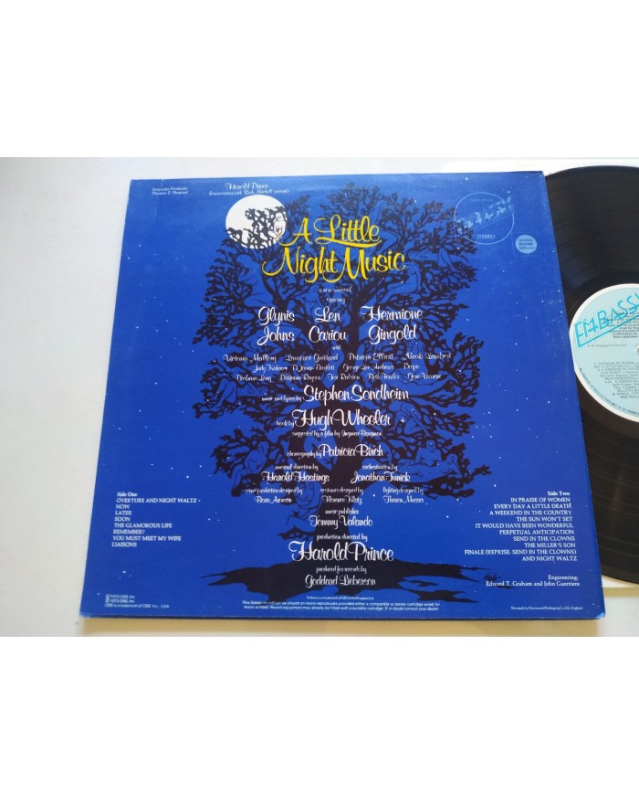 A Little Night Music Glynis Johns Len Cariou Gingold 1973 LP 12" Vinilo VG/VG 2T