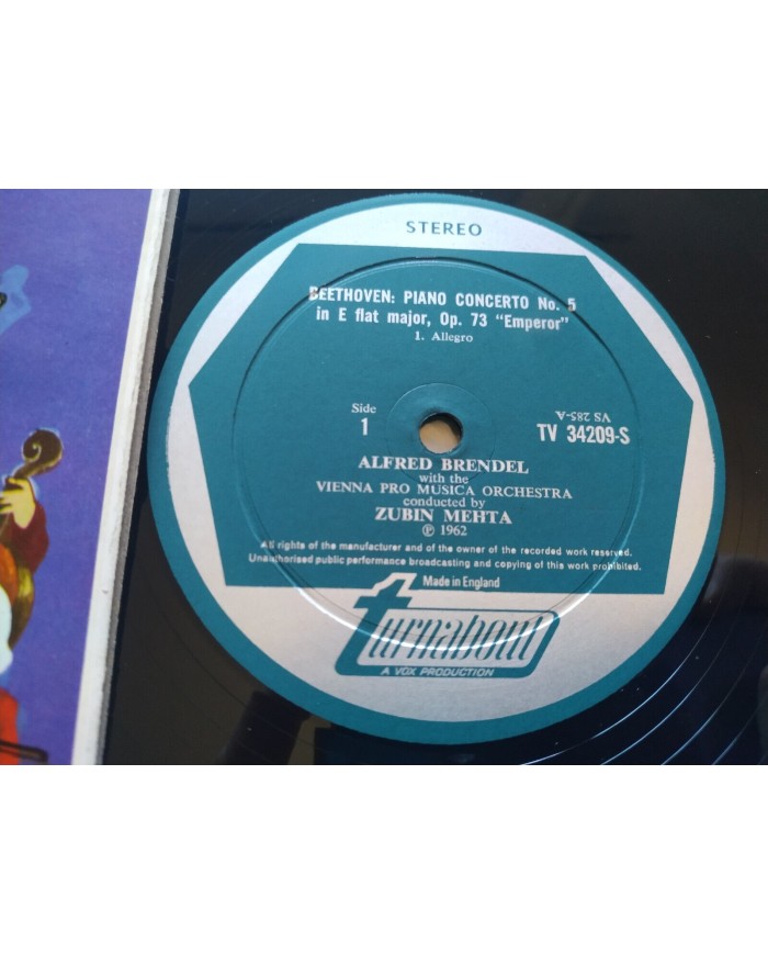 Beethoven Brendel Emperor - LP 12" Vinilo VG/VG Firmado a mano por Zubin Mehta