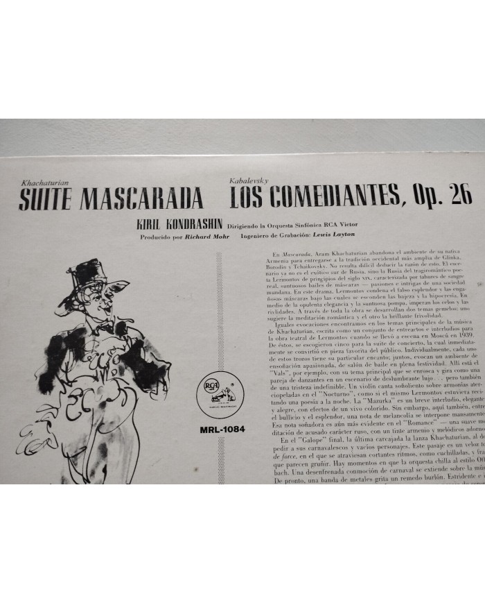 Khachaturian Masquerade Suite Kabalevsky Comedians MRL 1084 LP 12" Vinilo VG/VG