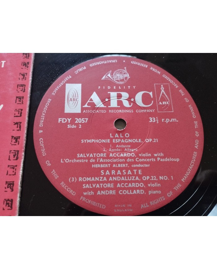 Lalo Symphonie Espagnole Sarasate Accardo FDY 2057 UK - LP 12" Vinilo VG/VG Am