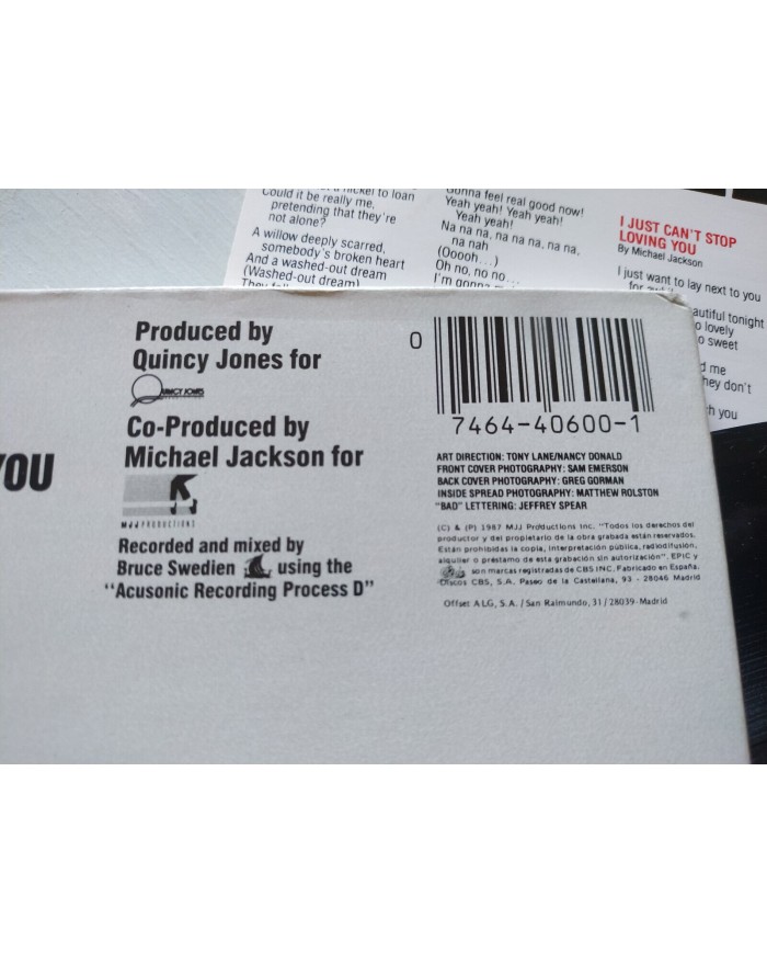 Michel Jackson Bad 1987 Spain First Press 4502901 - LP Vinilo 12" VG/VG Rm Am
