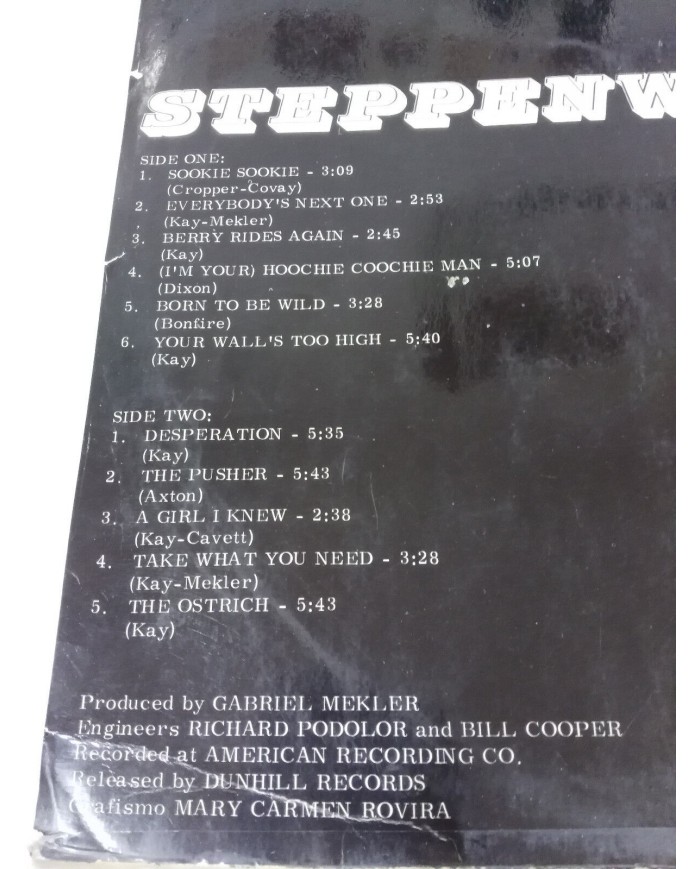 STEPPENWOLF SELF TITLED LP VINILO 12" DISCOLIBRO Edicion Espa?a 1970 G+/G+ - 2T