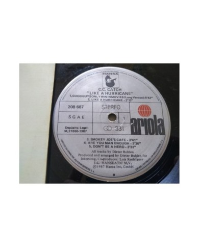 C.C. Catch Like A Hurricane 1987 Ariola Hansa Spain Press - LP Vinilo 12" VG/VG