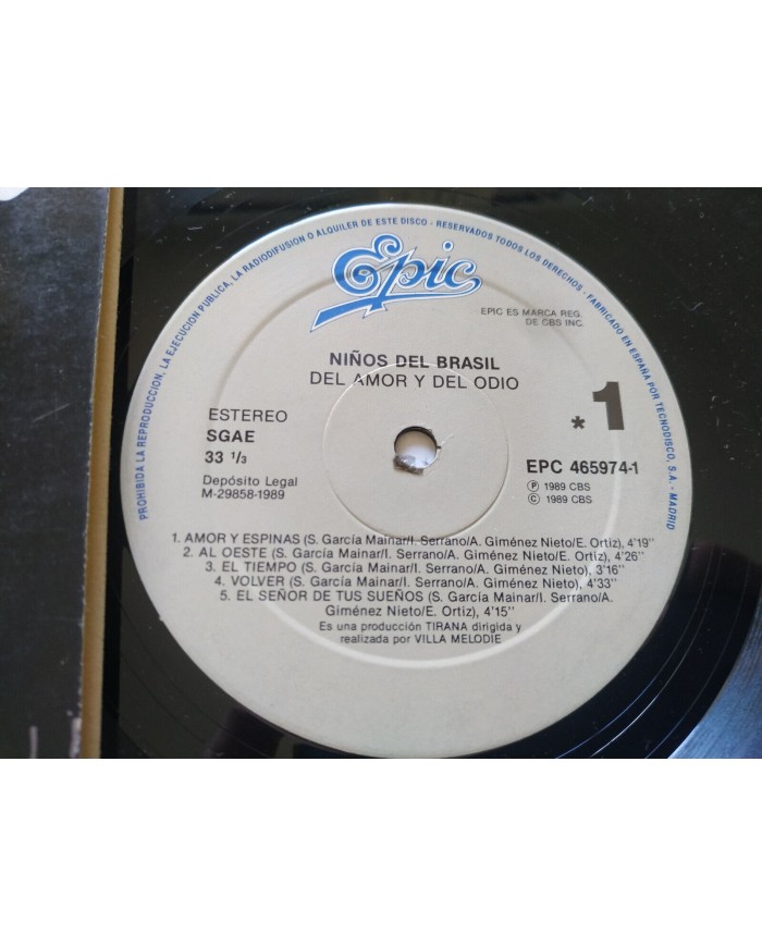 Ni?os del Brasil Del Amor y Del Odio 1989 Epic EPC 465974 - LP Vinilo 12" VG/VG