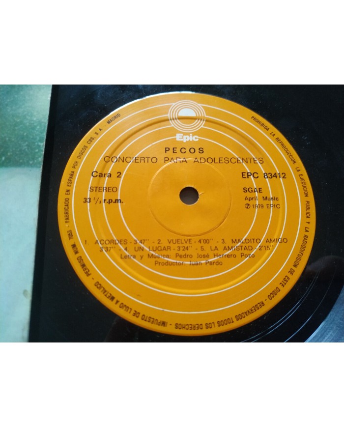 Pecos Concierto Para Adolescentes 1978 Epic EPC 83412 - LP Vinilo 12" VG/VG