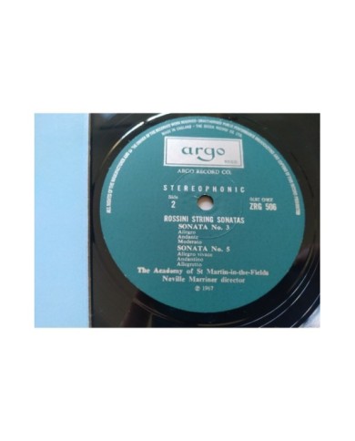 Rossini String Sonatas Marriner Argo ZRG 506 1967 - LP 12" Vinilo VG/VG Am Rossini String Sonatas Marriner Argo ZRG 506 1967 - LP 12" Vinilo VG/VG Am