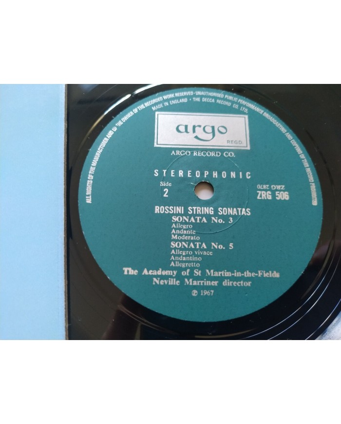 Rossini String Sonatas Marriner Argo ZRG 506 1967 - LP 12" Vinilo VG/VG Am