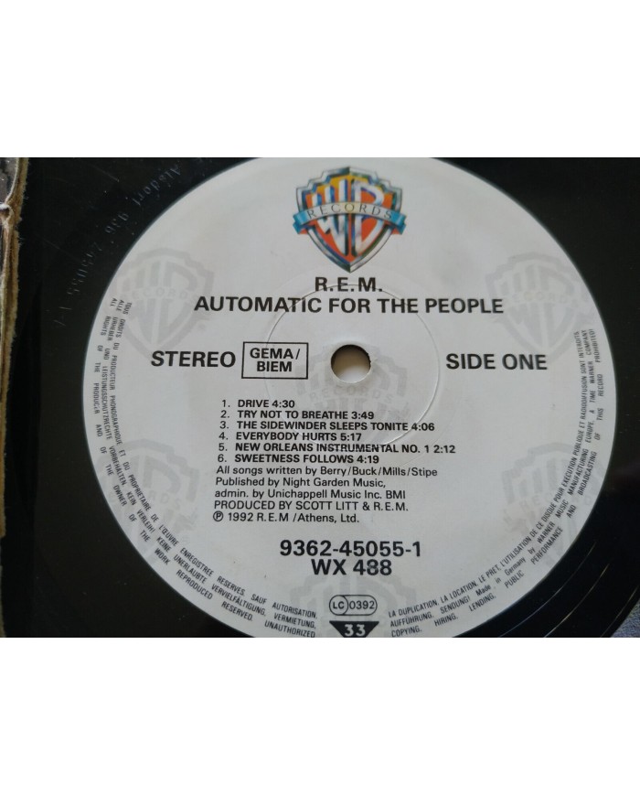 R.E.M. Automatic For The People 1992 9362-45055-1 WX 488 LP Vinilo 12" G+/VG T3