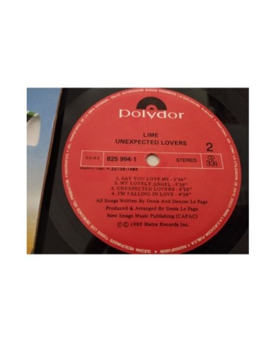LIME Unexpected Lovers 1985 Polydor 825994-1 Spain Press LP 12" Vinilo VG/VG Am LIME Unexpected Lovers 1985 Polydor 825994-1 Spain Press LP 12" Vinilo VG/VG Am