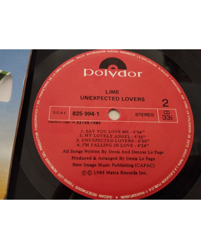 LIME Unexpected Lovers 1985 Polydor 825994-1 Spain Press LP 12" Vinilo VG/VG Am