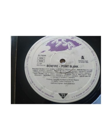 Bonfire Point Blank 1989 ZL74249 MSA First Press LP Vinilo 12" VG/VG Mg Am