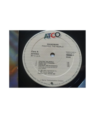 Manowar Fighting The World 790563-1 1987 First Press LP Vinilo 12" VG/VG Mg Am