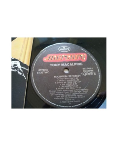 Tony Macalpine Maximum Security 832249-1 First Press LP Vinilo 12" VG/VG Mg Am