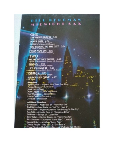 Bill Bergman Midnight Sax PJ88022 1986 German First Press LP 12" Vinilo VG/VG Am
