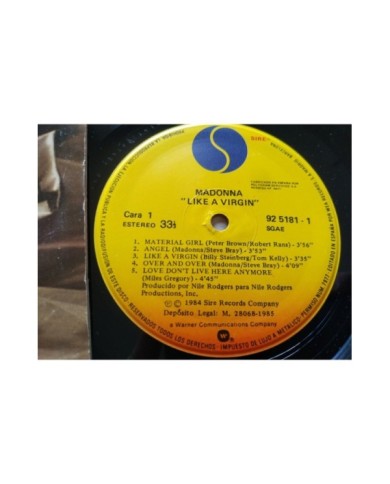 Madonna Like A Virgin Sire 925181-1 1984 First Press - LP Vinilo 12" VG/VG Am