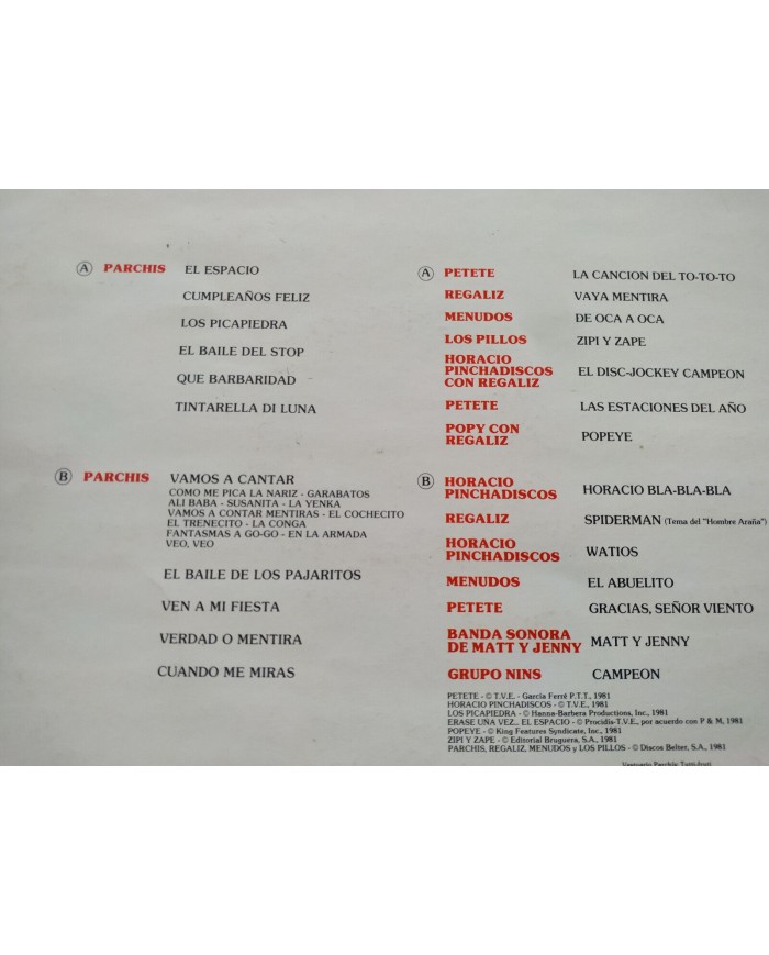 Parchis y Sus Amigos Cumplea?os Feliz Belter 1981 - 2 x LP 12" Vinilo VG/VG