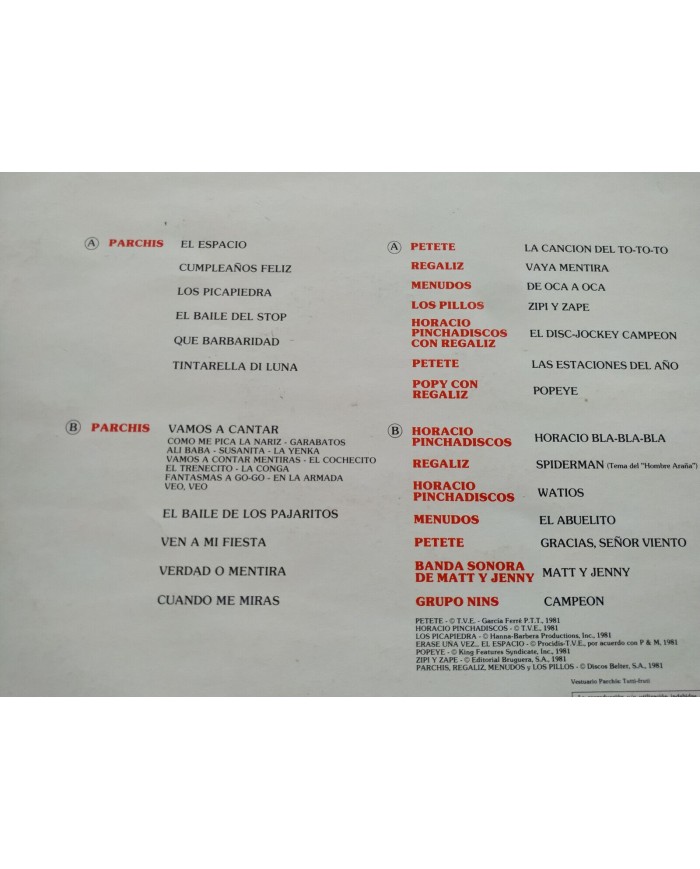 Parchis y Sus Amigos Cumplea?os Feliz Belter 1981 - 2 x LP 12" Vinilo VG/VG